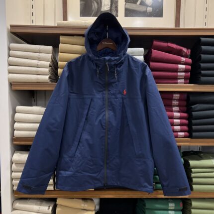 Navy Blue Pony Brand Embroidered Hooded Jacket Windproof Commuter & Outdoor Versatile Style - dark blue, M