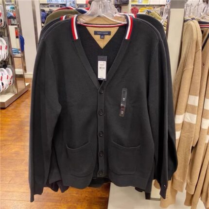 Brand 2025 Black V-Neck Cardigan American Casual Knit Jacket Unisex Layering Style - BLACK, XXL