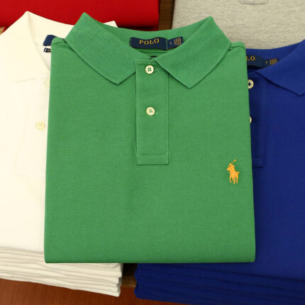 Men's black polo shirt with red pony logo - pearl cotton slim fit business casual short sleeved shirt - light green, L