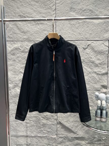 Men's Navy Blue Brand Pony Logo Baseball Jacket - Premium Casual Men's Jacket - BLACK, XL