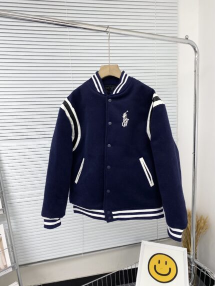 Men's Navy Blue School Team Jacket Flip Collar Embroidered Baseball Jacket Retro Academy Style Brand Warm Winter Clothing - dark blue, S