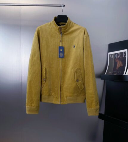 Men's ginger yellow corduroy jacket brand retro casual lapel embroidered warm autumn and winter clothing - YELLOW, S