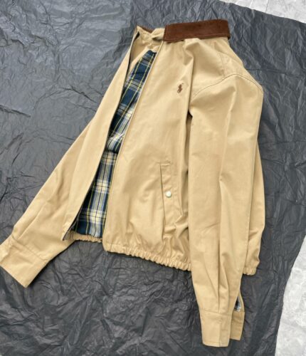 New men's beige jacket with corduroy collar embroidered casual jacket for autumn and winter - YELLOW, XL