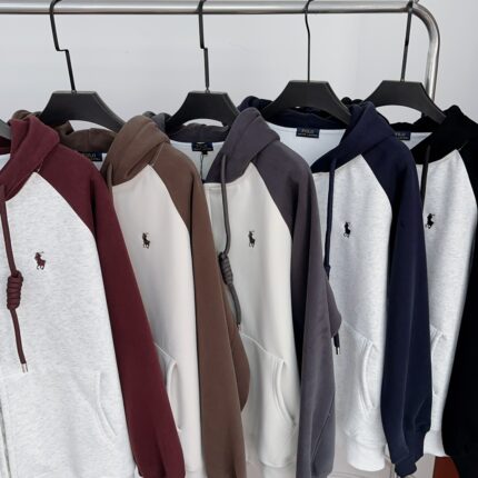 Black and white color blocked brand hooded sweatshirt - zipper design, with pony embroidery casual men's hooded sweatshirt - dark blue, M