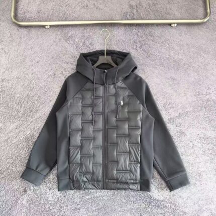 Brand Quilted Hooded Men's Jacket - Black Fashionable Warm Mixed Zipper Jacket, Suitable for Casual Outdoor Daily Wear - silver gray, XL