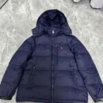 Navy Blue Hooded Down Jacket - Brand Waterproof Warm Winter Coat with Red Pony Embroidery, Suitable for Men's Outdoor and Daily Wearing photo review
