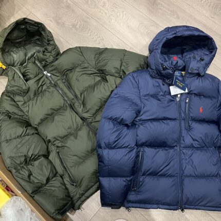 Navy Blue Hooded Down Jacket - Brand Waterproof Warm Winter Coat with Red Pony Embroidery, Suitable for Men's Outdoor and Daily Wearing