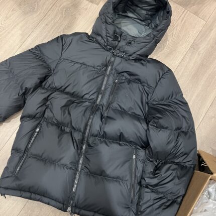 Navy Blue Hooded Down Jacket - Brand Waterproof Warm Winter Coat with Red Pony Embroidery, Suitable for Men's Outdoor and Daily Wearing - BLACK, M