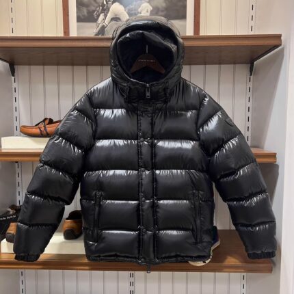 Brand Black Shining Hooded Down Jacket - Fluffy Warm Winter Coat Waterproof, Suitable for Men's Fashion and Daily Styling - BLACK, L
