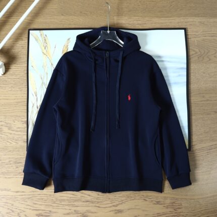 Navy Blue Brand Zipper Hoodie - Red Embroidered Casual Sweatshirt, Suitable for Men's Daily and Outdoor Wearing - dark blue, L