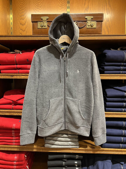 Brand Black Full Zipper Hoodie - White Pony Logo Casual Sweatshirt Multi functional Men's Office Casual Wear - grey, L