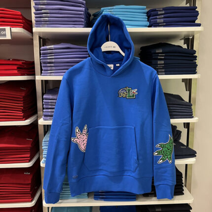 Brand bright blue hoodie - cartoon printed casual sportswear, suitable for men's fashionable daily wear - BLUE, M