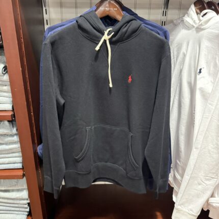 Brand Black Hoodie - Red Pony Logo Comfortable Sportswear Multi functional Men's Casual and Street Wear