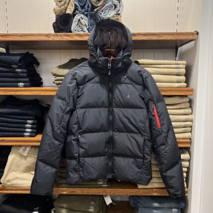 Black Brand Hooded Down Jacket Warmth-Retaining Embroidered Pony Logo Commuter & Outdoor Style - BLACK, S