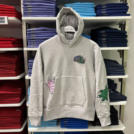 Brand bright blue hoodie - cartoon printed casual sportswear, suitable for men's fashionable daily wear - grey, XL